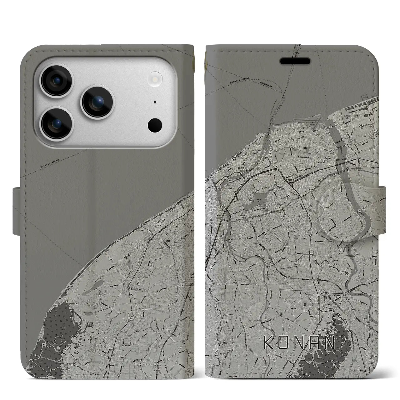 【江南(新潟県)】地図柄iPhoneケース(手帳タイプ)