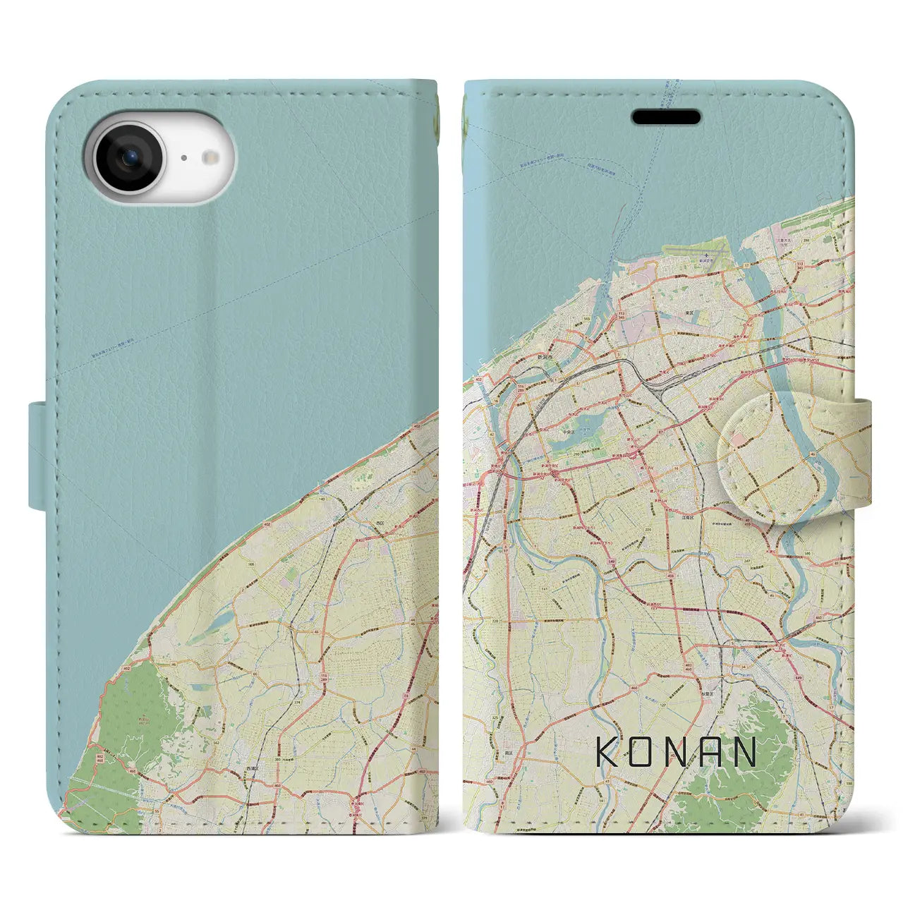 【江南(新潟県)】地図柄iPhoneケース(手帳タイプ)