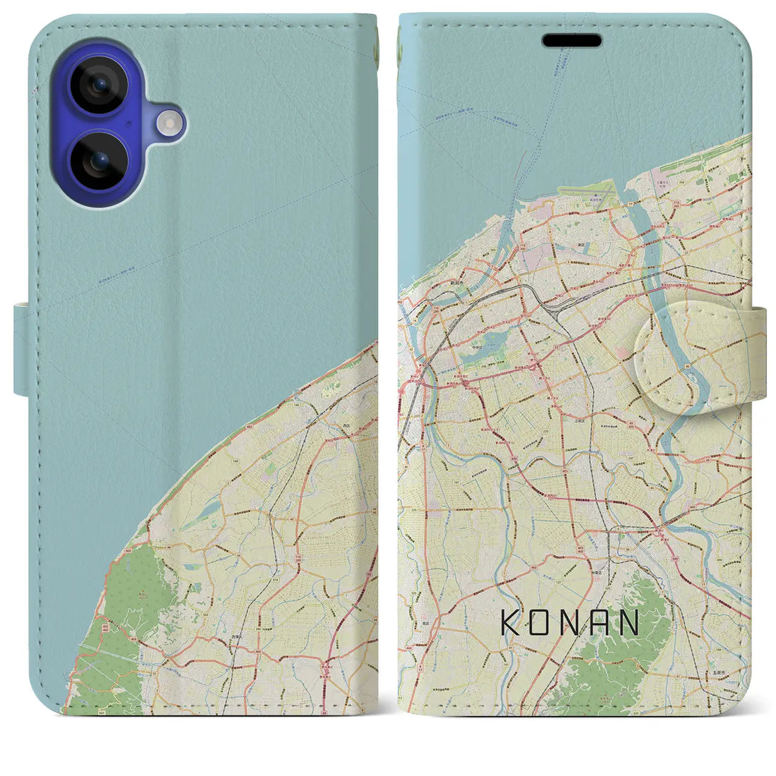 【江南(新潟県)】地図柄iPhoneケース(手帳タイプ)ナチュラル・iPhone 16 Pro Max 用