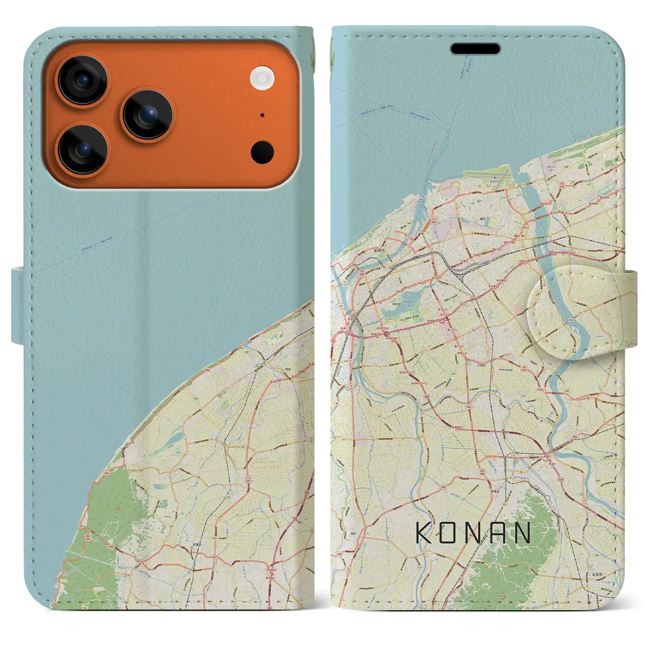 【江南(新潟県)】地図柄iPhoneケース(手帳タイプ)ナチュラル・iPhone 17 Pro Max 用