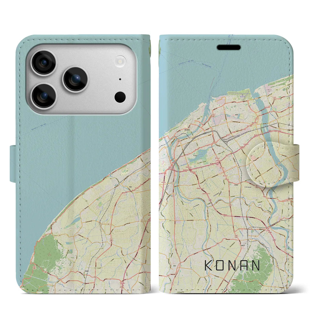 【江南(新潟県)】地図柄iPhoneケース(手帳タイプ)