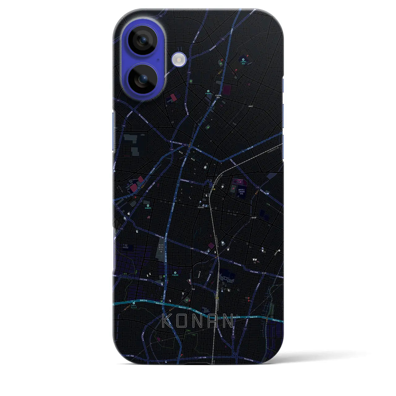 【江南(愛知県)】地図柄iPhoneケース(バックカバータイプ)