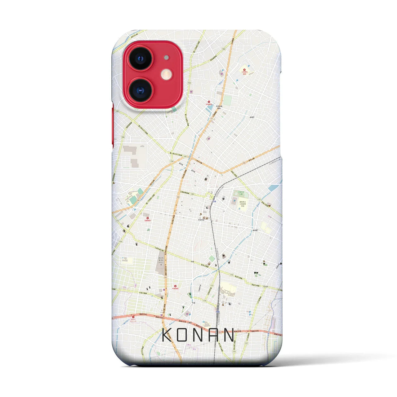 【江南(愛知県)】地図柄iPhoneケース(バックカバータイプ)