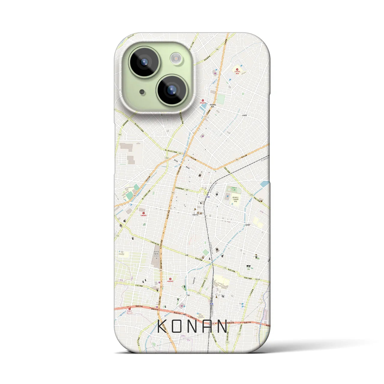 【江南(愛知県)】地図柄iPhoneケース(バックカバータイプ)