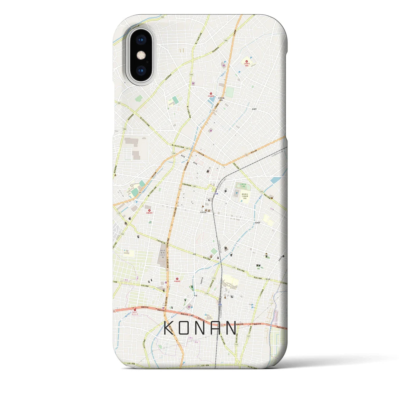 【江南(愛知県)】地図柄iPhoneケース(バックカバータイプ)