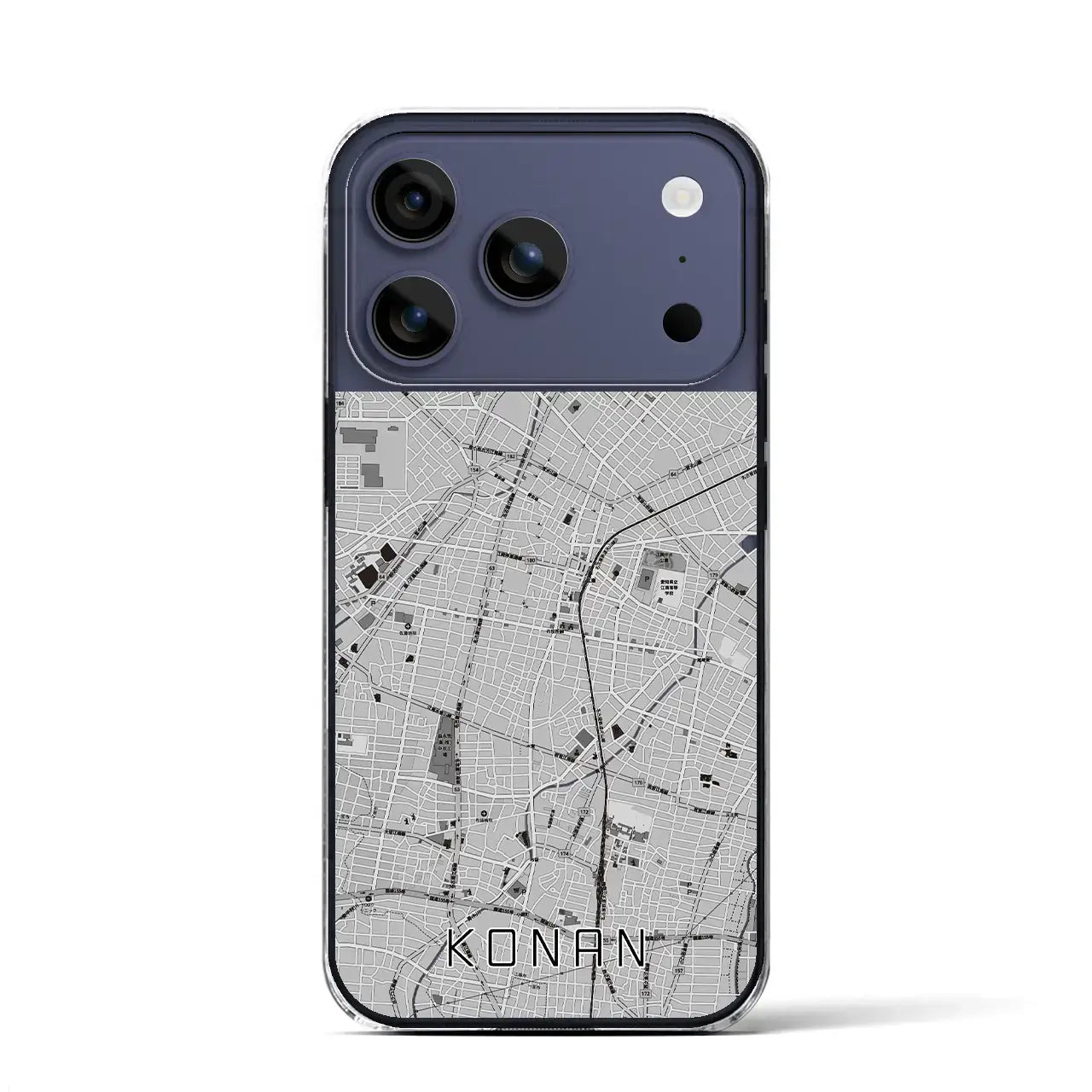 【江南(愛知県)】地図柄iPhoneケース(クリアタイプ)モノトーン・iPhone 17 Pro Max 用