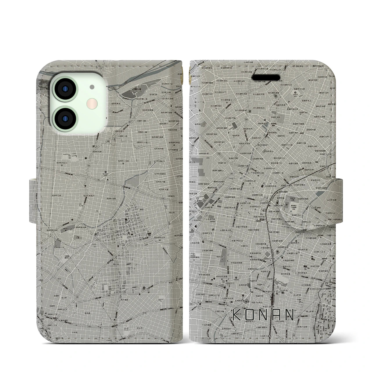 【江南(愛知県)】地図柄iPhoneケース(手帳タイプ)