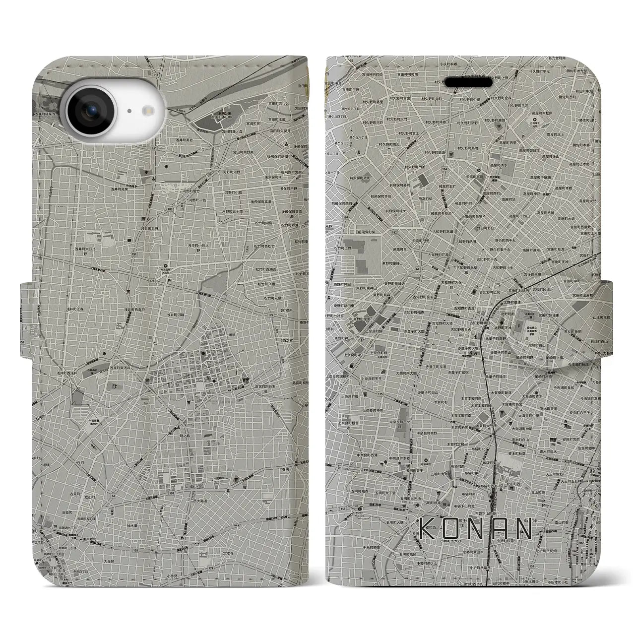 【江南(愛知県)】地図柄iPhoneケース(手帳タイプ)