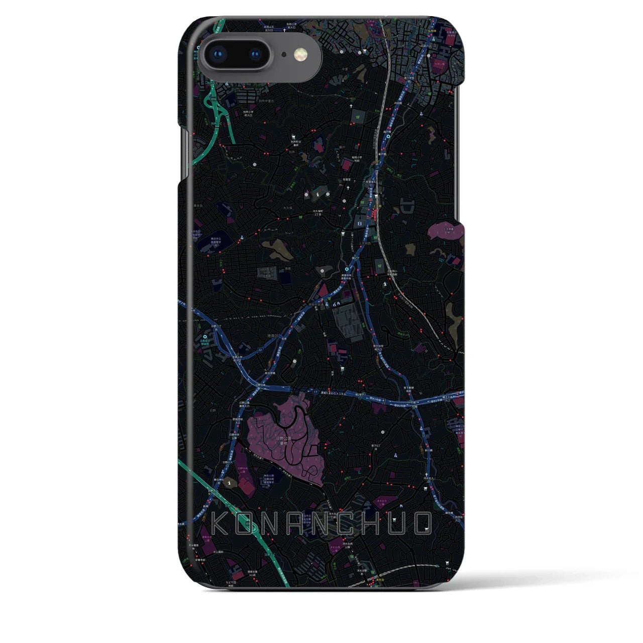 【港南中央(神奈川県)】地図柄iPhoneケース(バックカバータイプ)