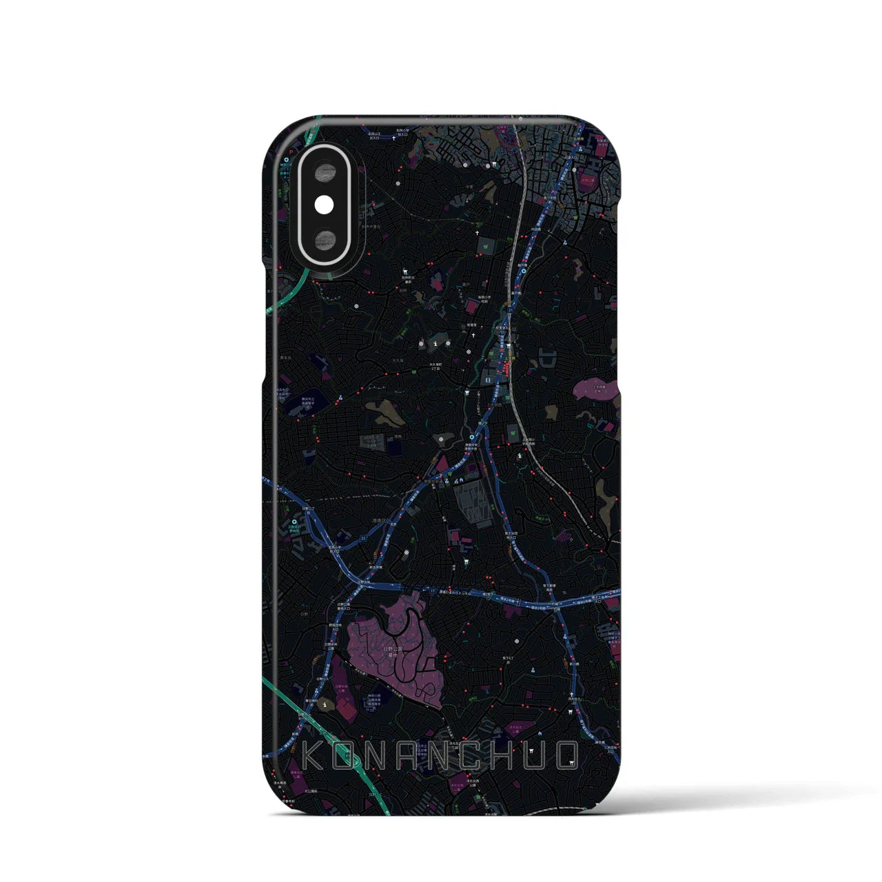 【港南中央(神奈川県)】地図柄iPhoneケース(バックカバータイプ)