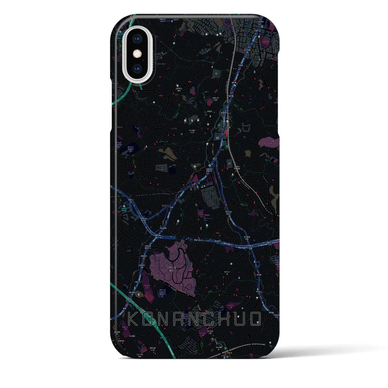 【港南中央(神奈川県)】地図柄iPhoneケース(バックカバータイプ)