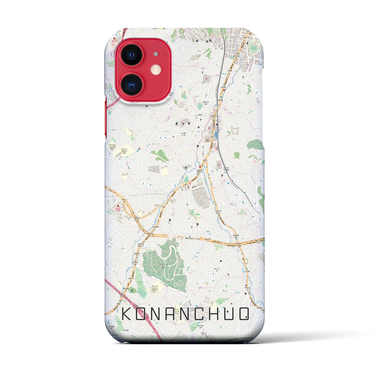 【港南中央(神奈川県)】地図柄iPhoneケース(バックカバータイプ)