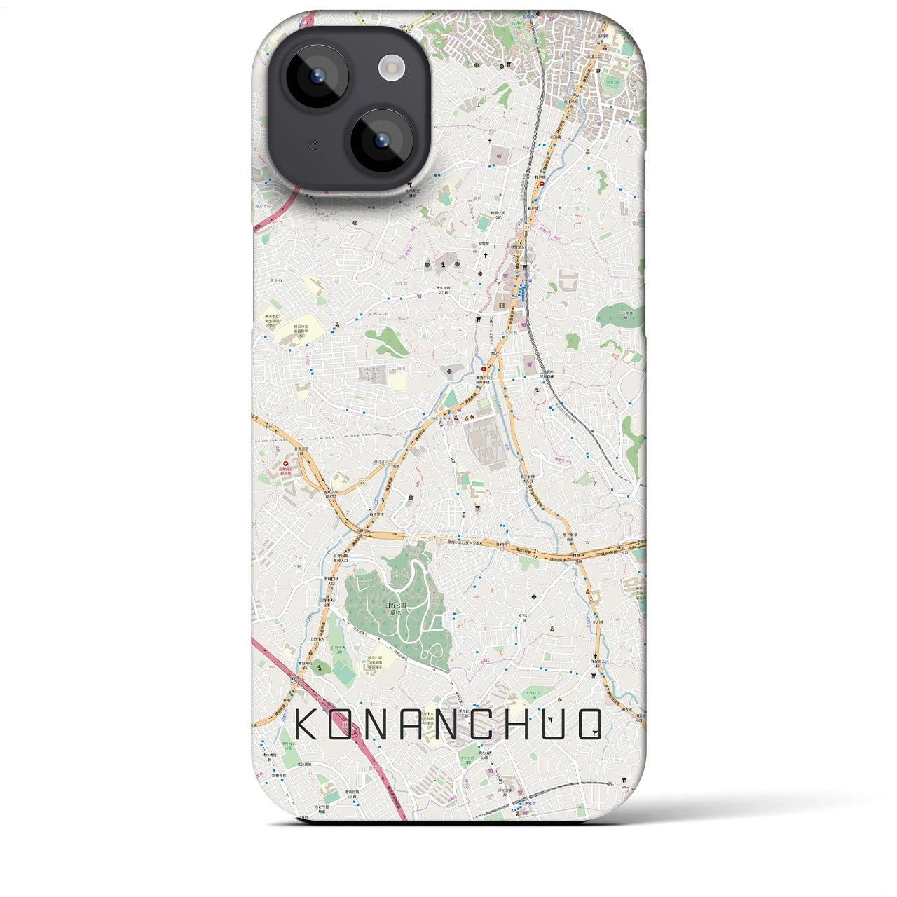 【港南中央(神奈川県)】地図柄iPhoneケース(バックカバータイプ)