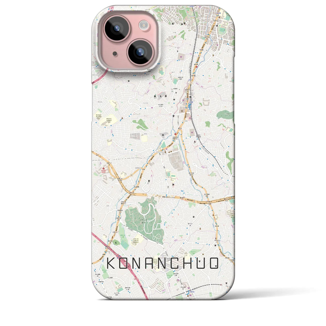 【港南中央(神奈川県)】地図柄iPhoneケース(バックカバータイプ)