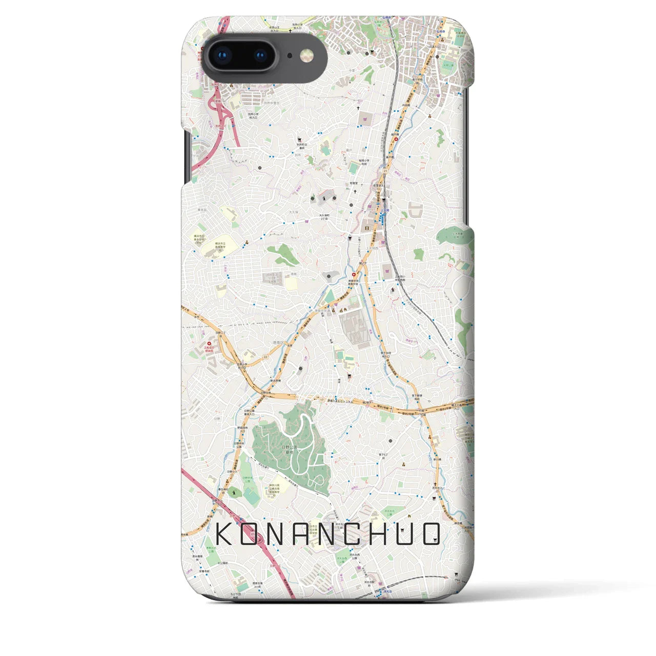 【港南中央(神奈川県)】地図柄iPhoneケース(バックカバータイプ)