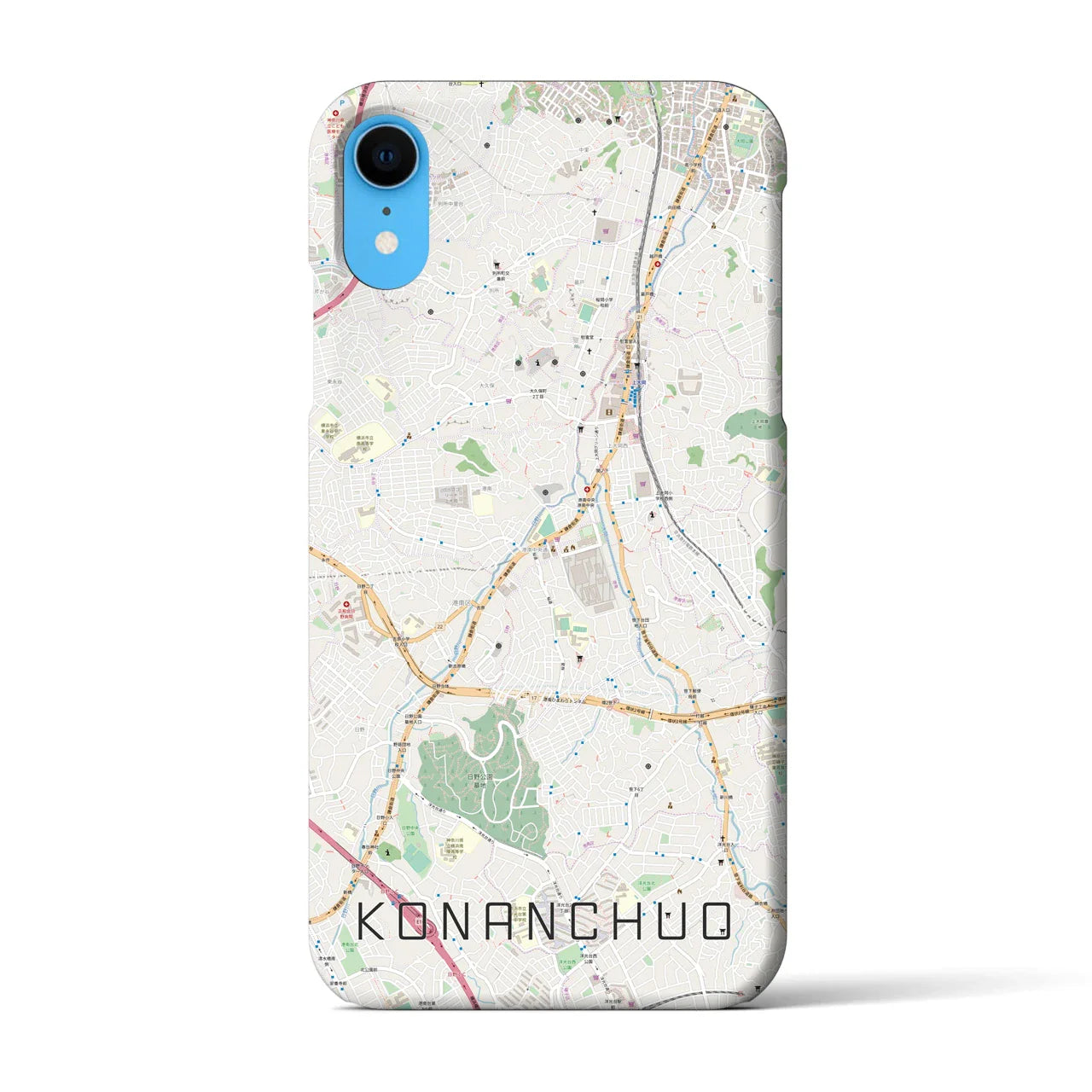 【港南中央(神奈川県)】地図柄iPhoneケース(バックカバータイプ)