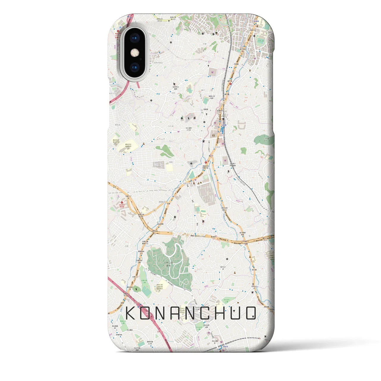 【港南中央(神奈川県)】地図柄iPhoneケース(バックカバータイプ)