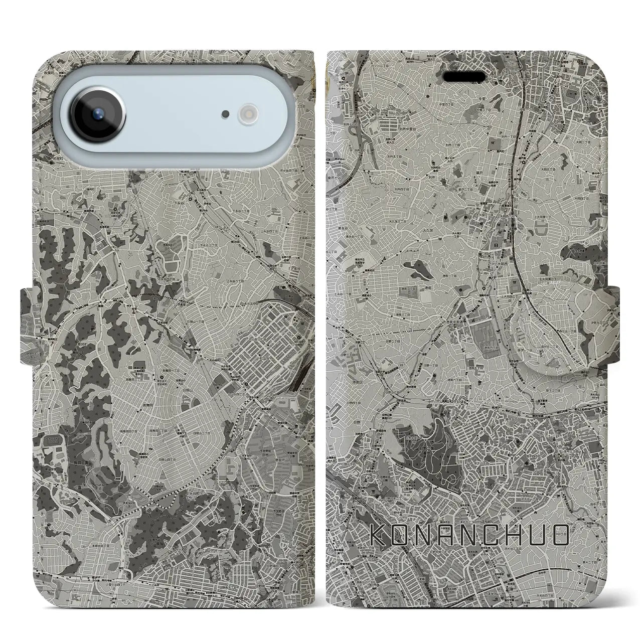 【港南中央(神奈川県)】地図柄iPhoneケース(手帳タイプ)