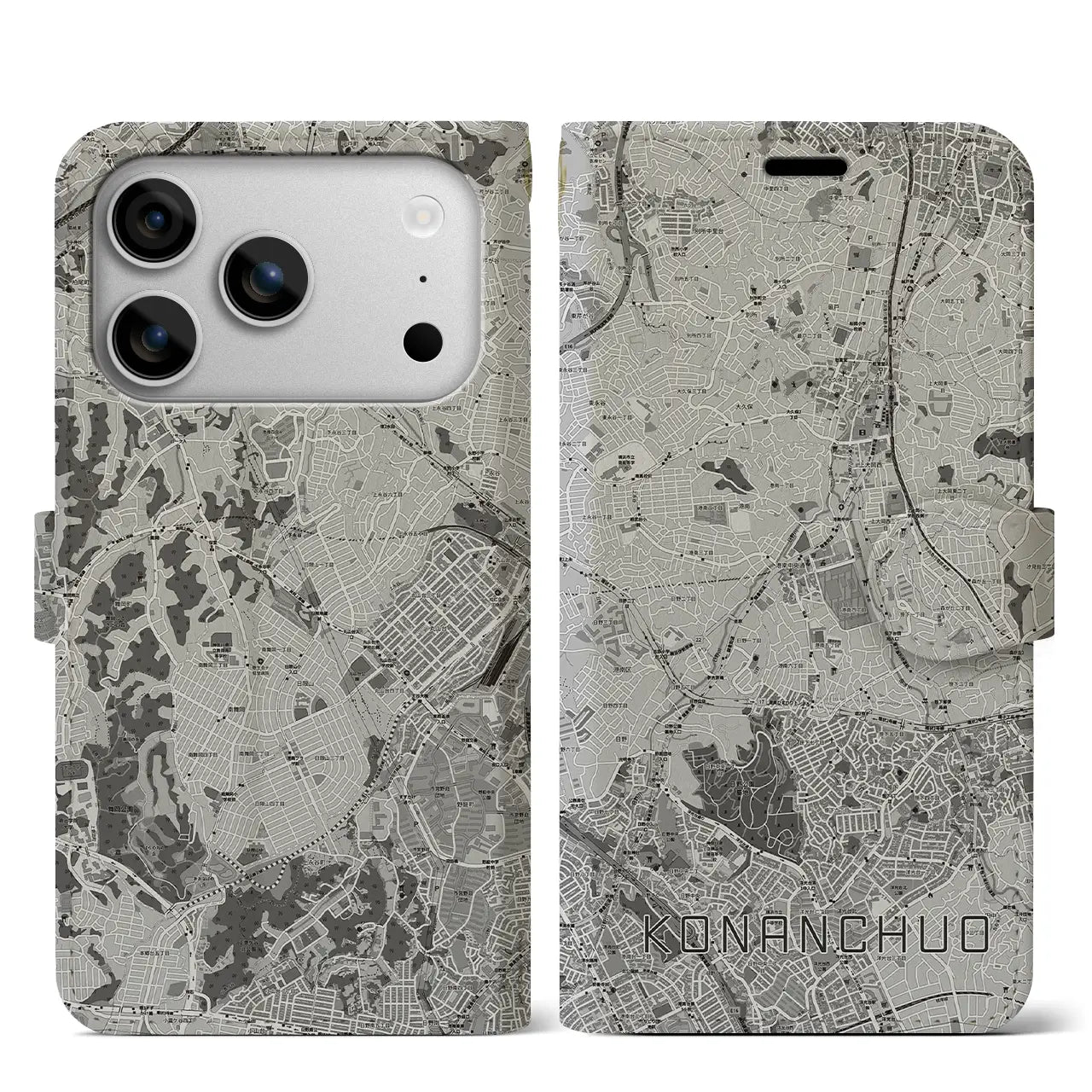 【港南中央(神奈川県)】地図柄iPhoneケース(手帳タイプ)