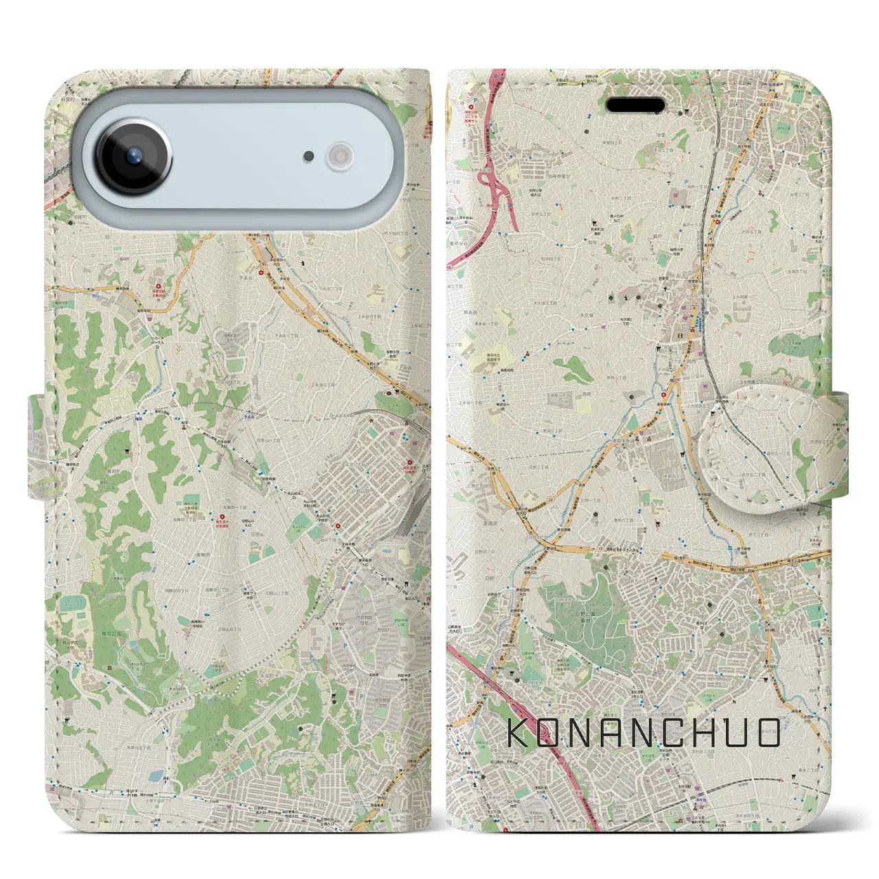 【港南中央(神奈川県)】地図柄iPhoneケース(手帳タイプ)