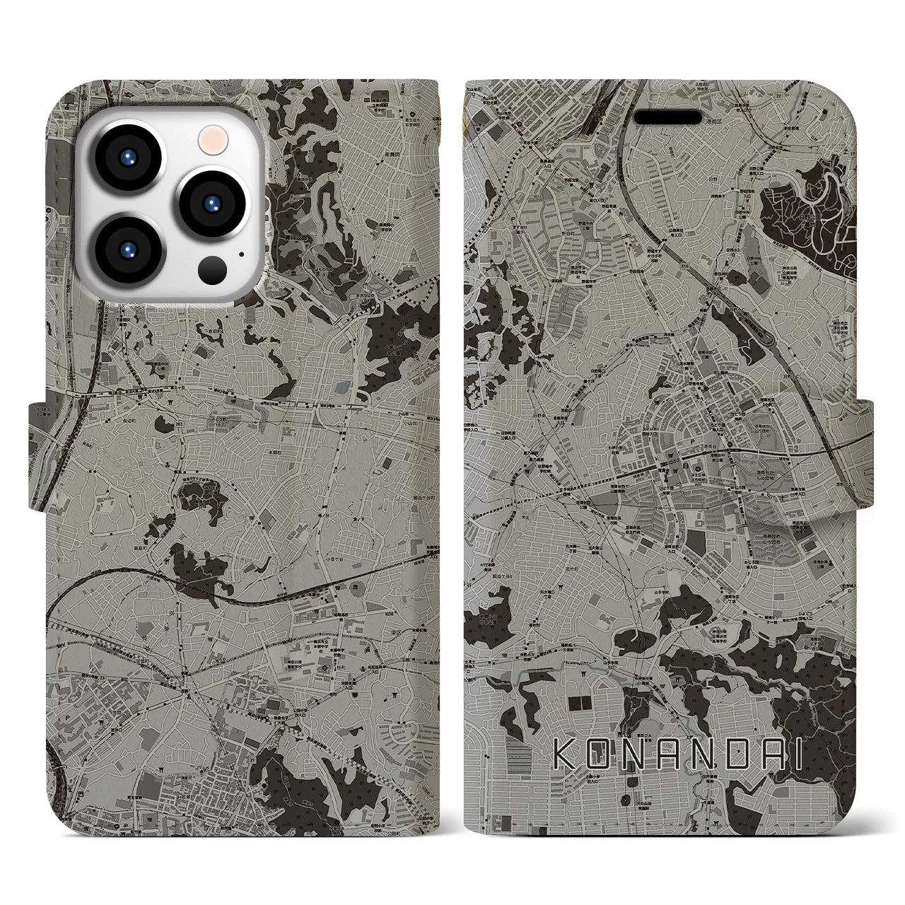 【港南台(神奈川県)】地図柄iPhoneケース(手帳タイプ)