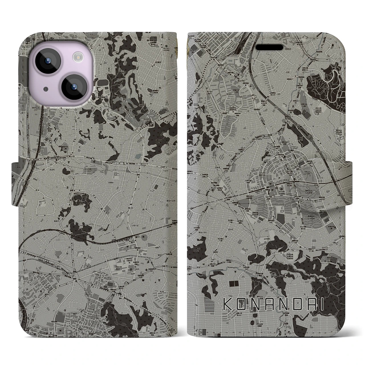 【港南台(神奈川県)】地図柄iPhoneケース(手帳タイプ)