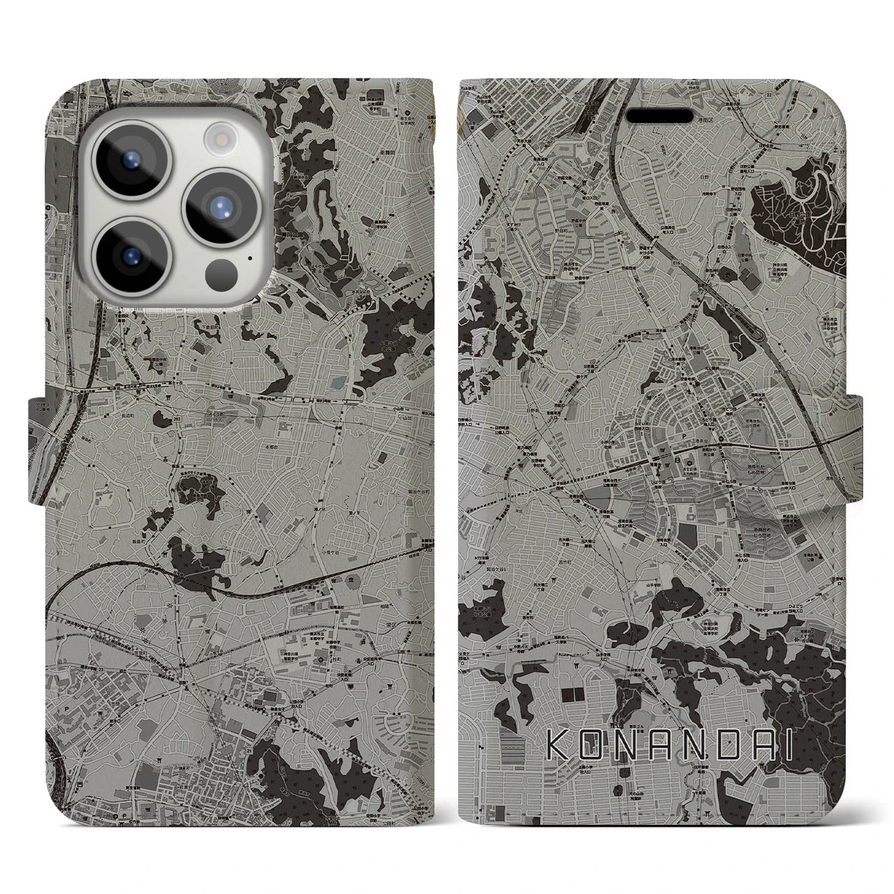 【港南台(神奈川県)】地図柄iPhoneケース(手帳タイプ)