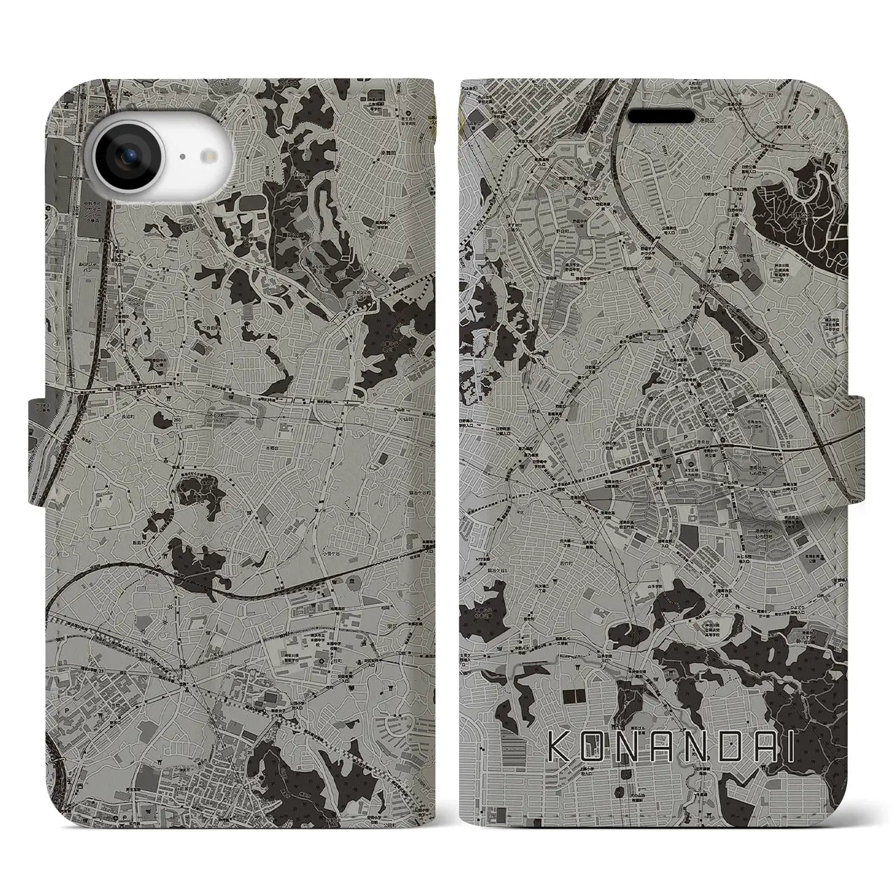 【港南台(神奈川県)】地図柄iPhoneケース(手帳タイプ)