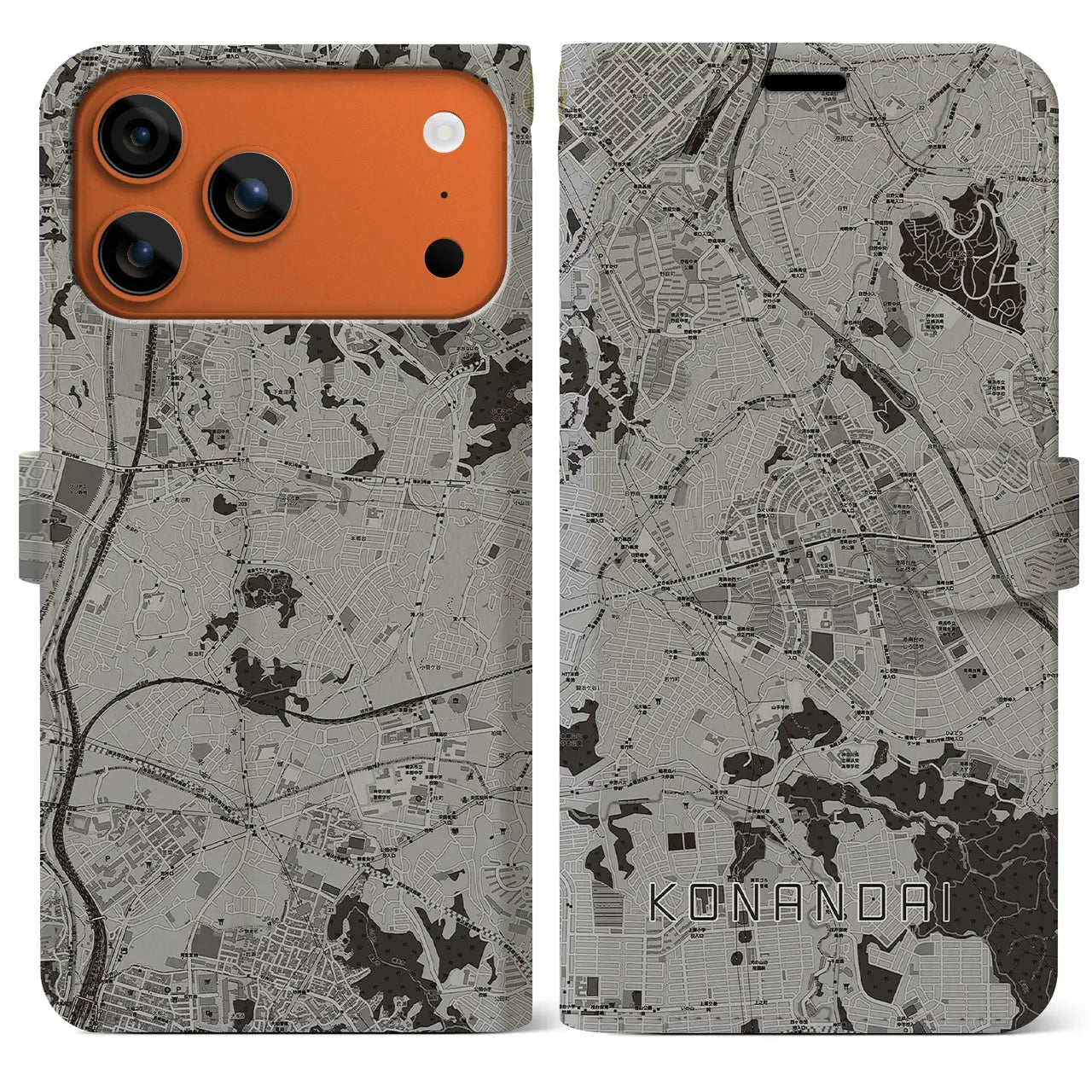 【港南台(神奈川県)】地図柄iPhoneケース(手帳タイプ)