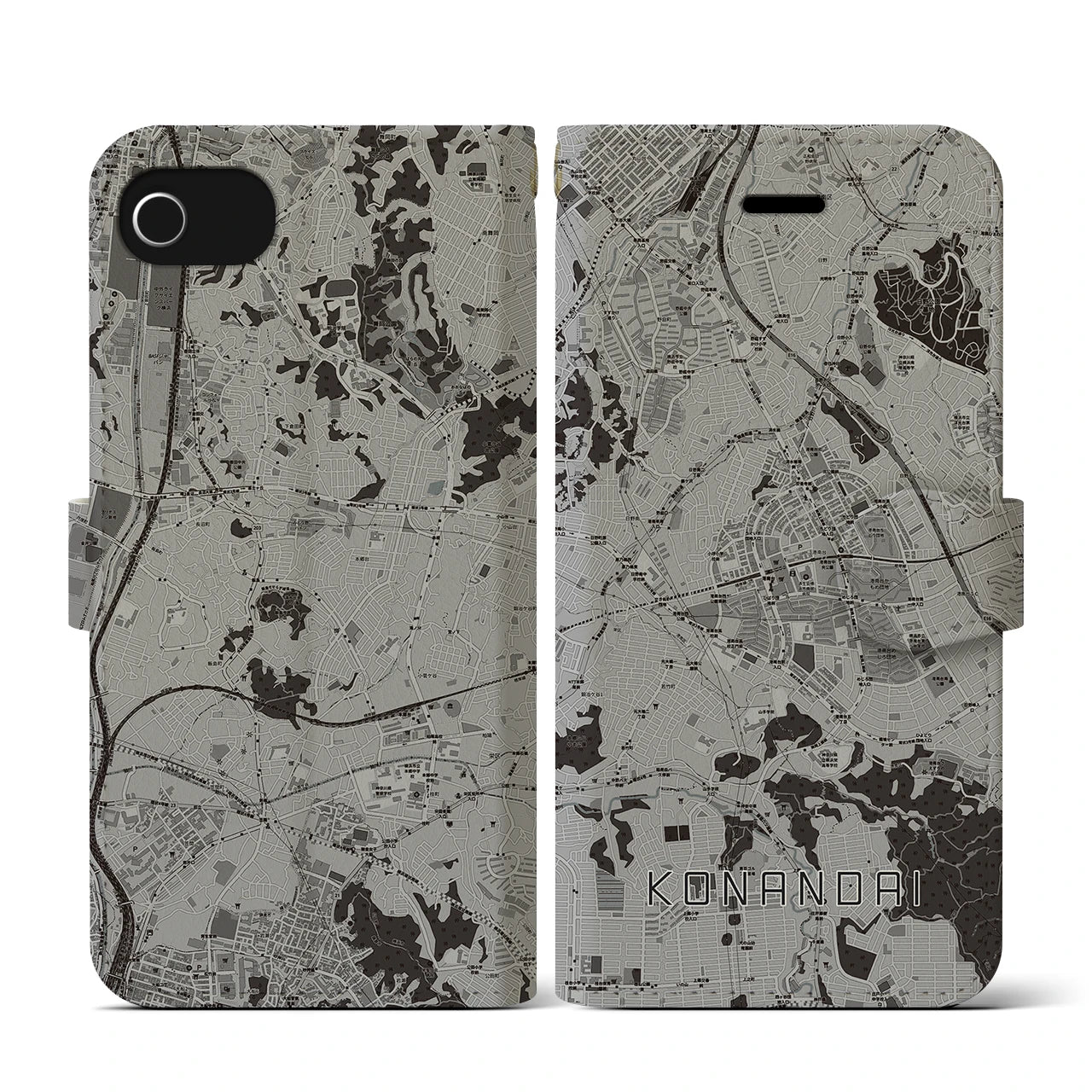 【港南台(神奈川県)】地図柄iPhoneケース(手帳タイプ)