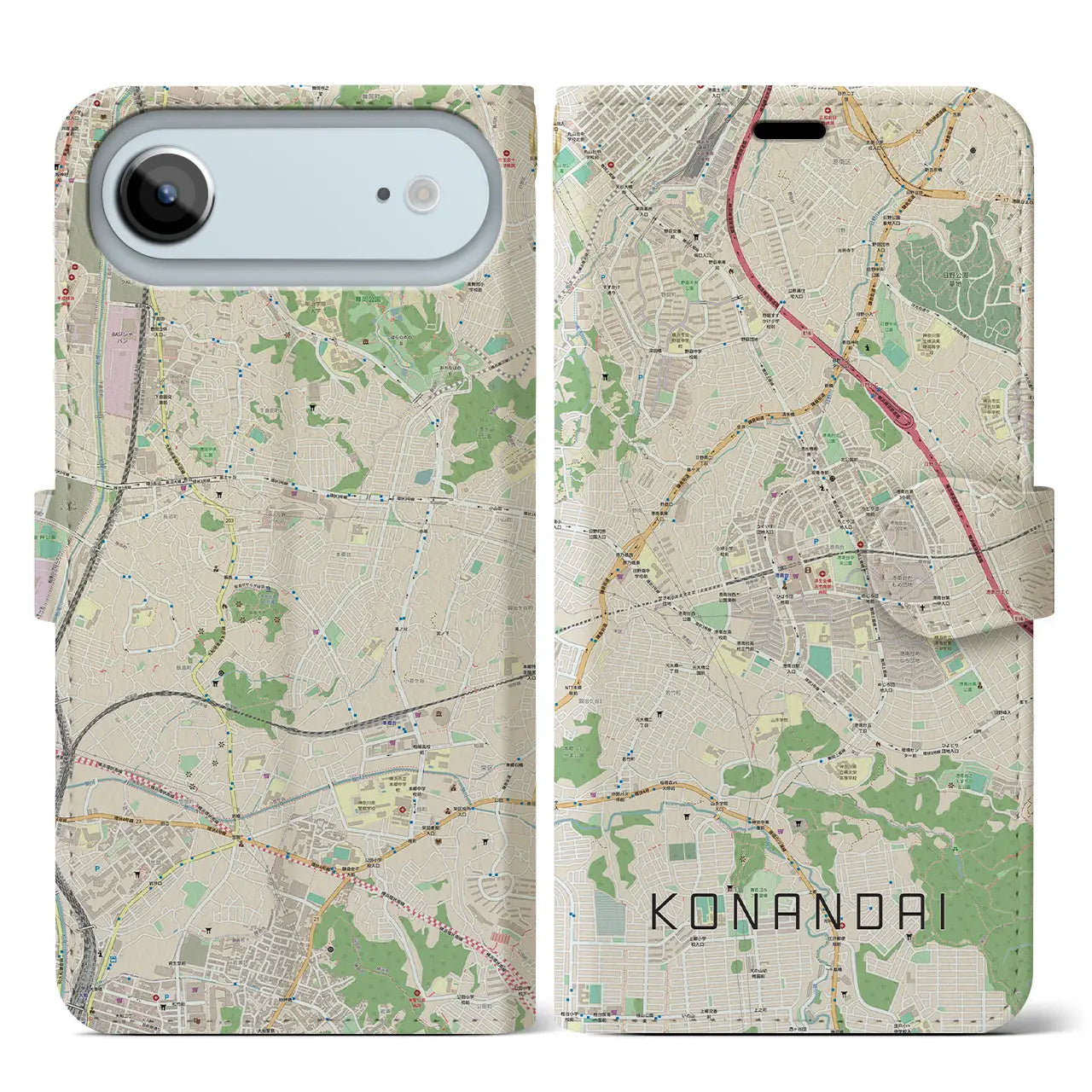 【港南台(神奈川県)】地図柄iPhoneケース(手帳タイプ)