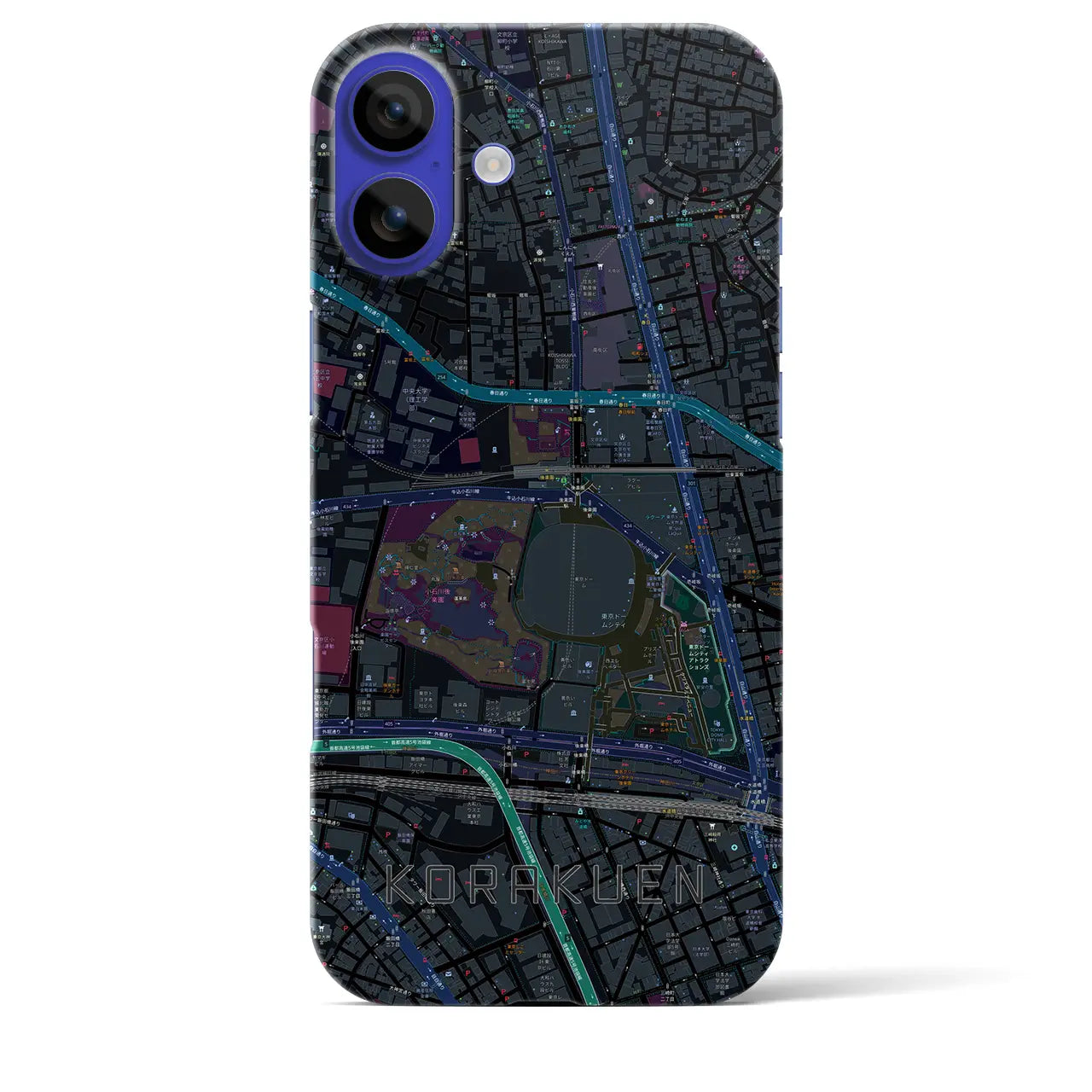 【後楽園(東京都)】地図柄iPhoneケース(バックカバータイプ)