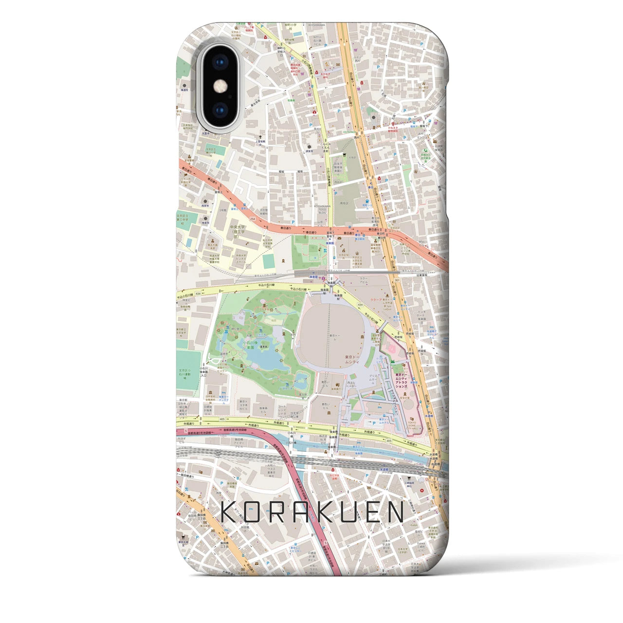 【後楽園(東京都)】地図柄iPhoneケース(バックカバータイプ)