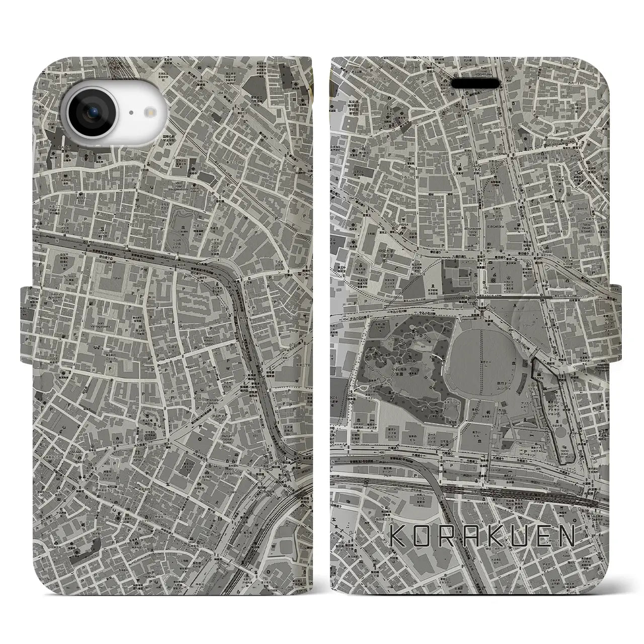 【後楽園(東京都)】地図柄iPhoneケース(手帳タイプ)