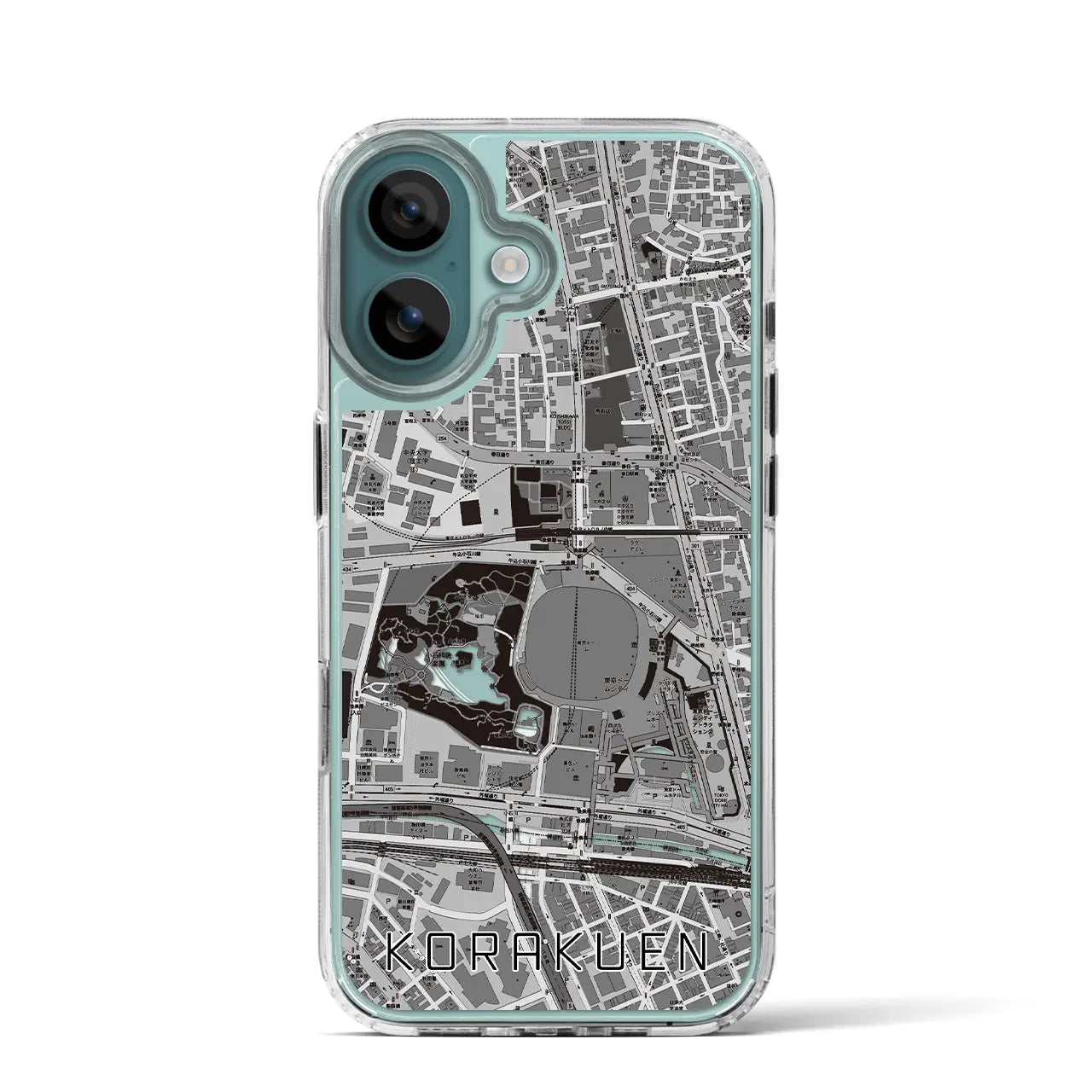 【後楽園(東京都)】地図柄iPhoneケース(MagSafeタイプ)モノトーン・iPhone 16 Pro 用