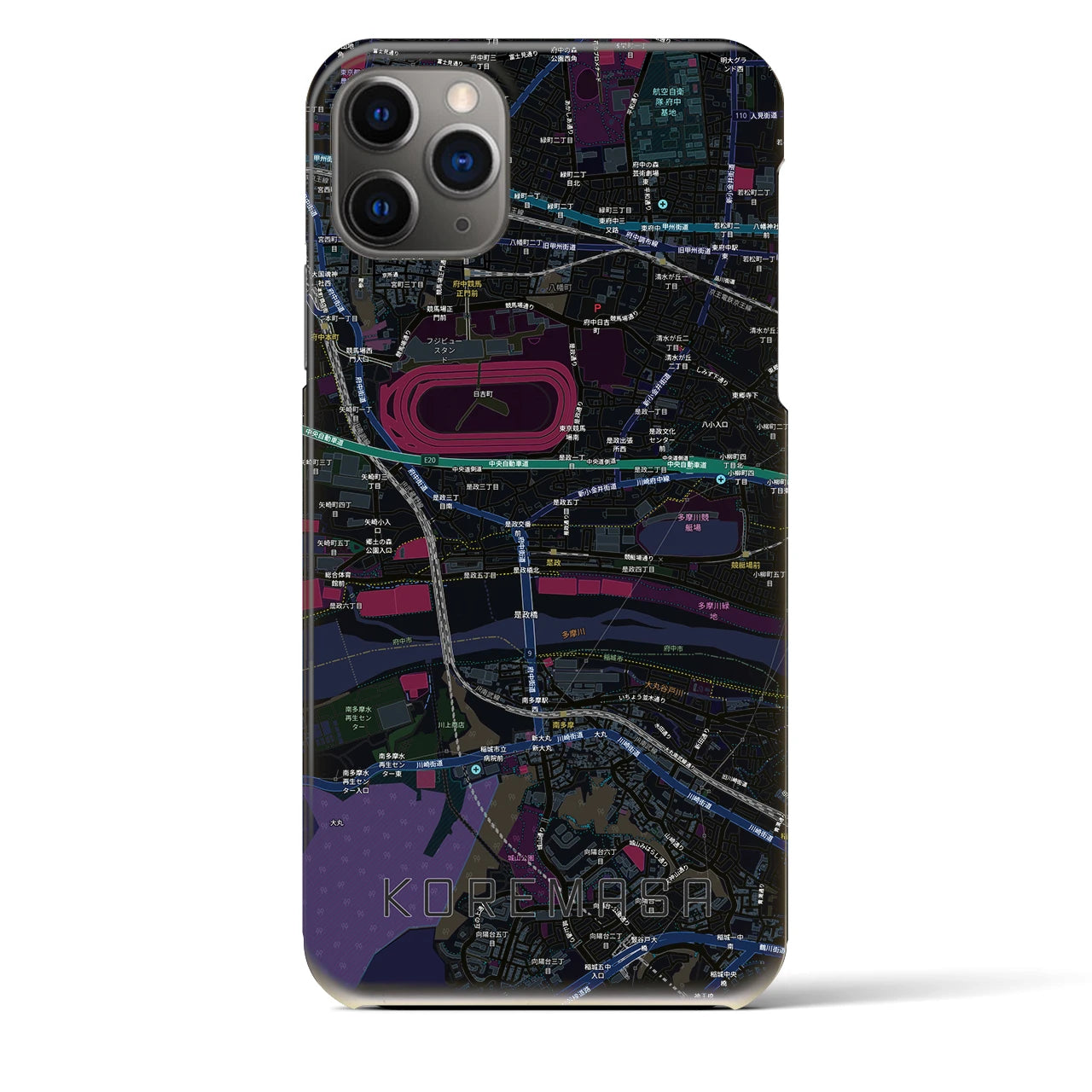 【是政(東京都)】地図柄iPhoneケース(バックカバータイプ)