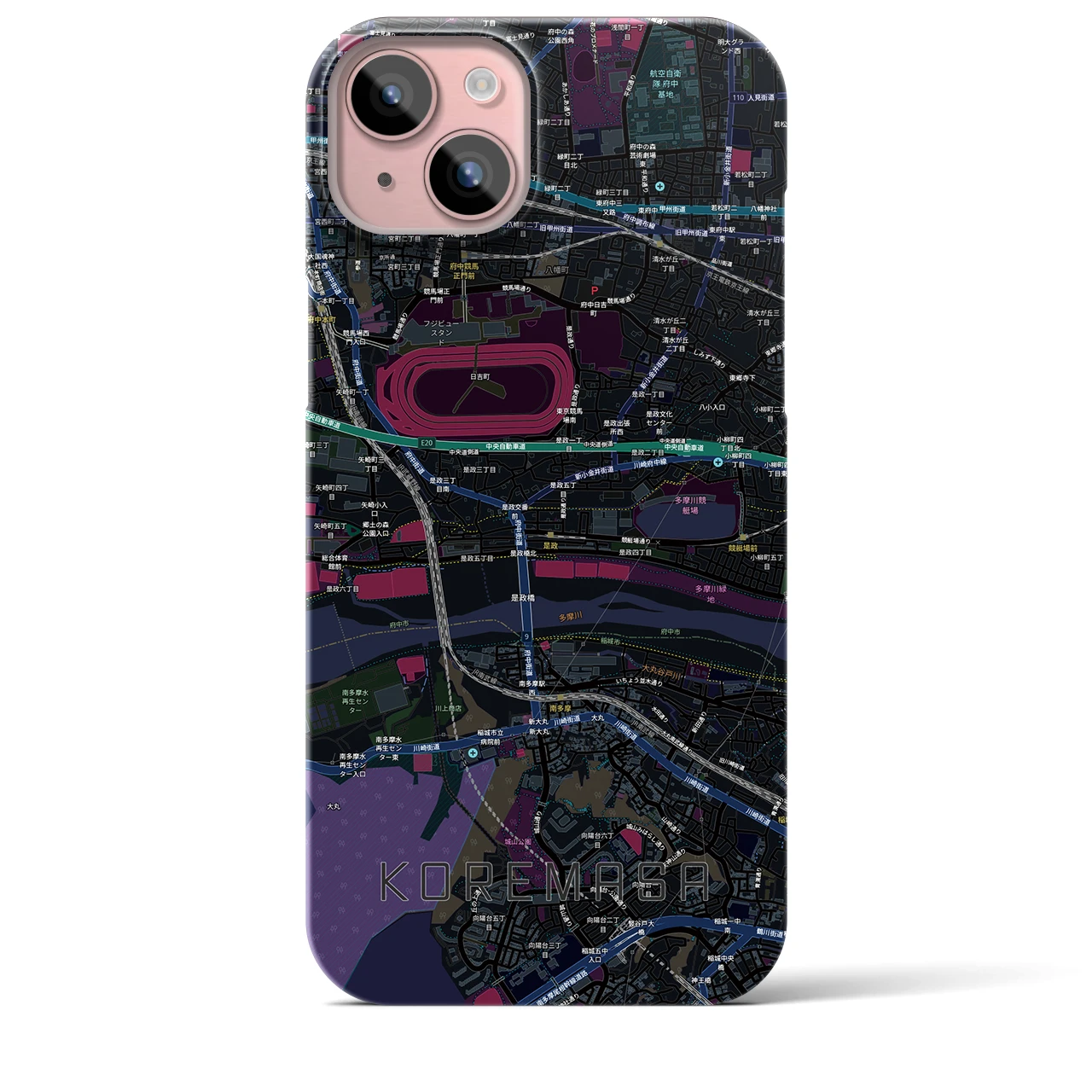 【是政(東京都)】地図柄iPhoneケース(バックカバータイプ)