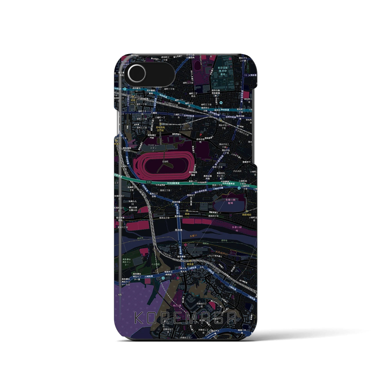 【是政(東京都)】地図柄iPhoneケース(バックカバータイプ)