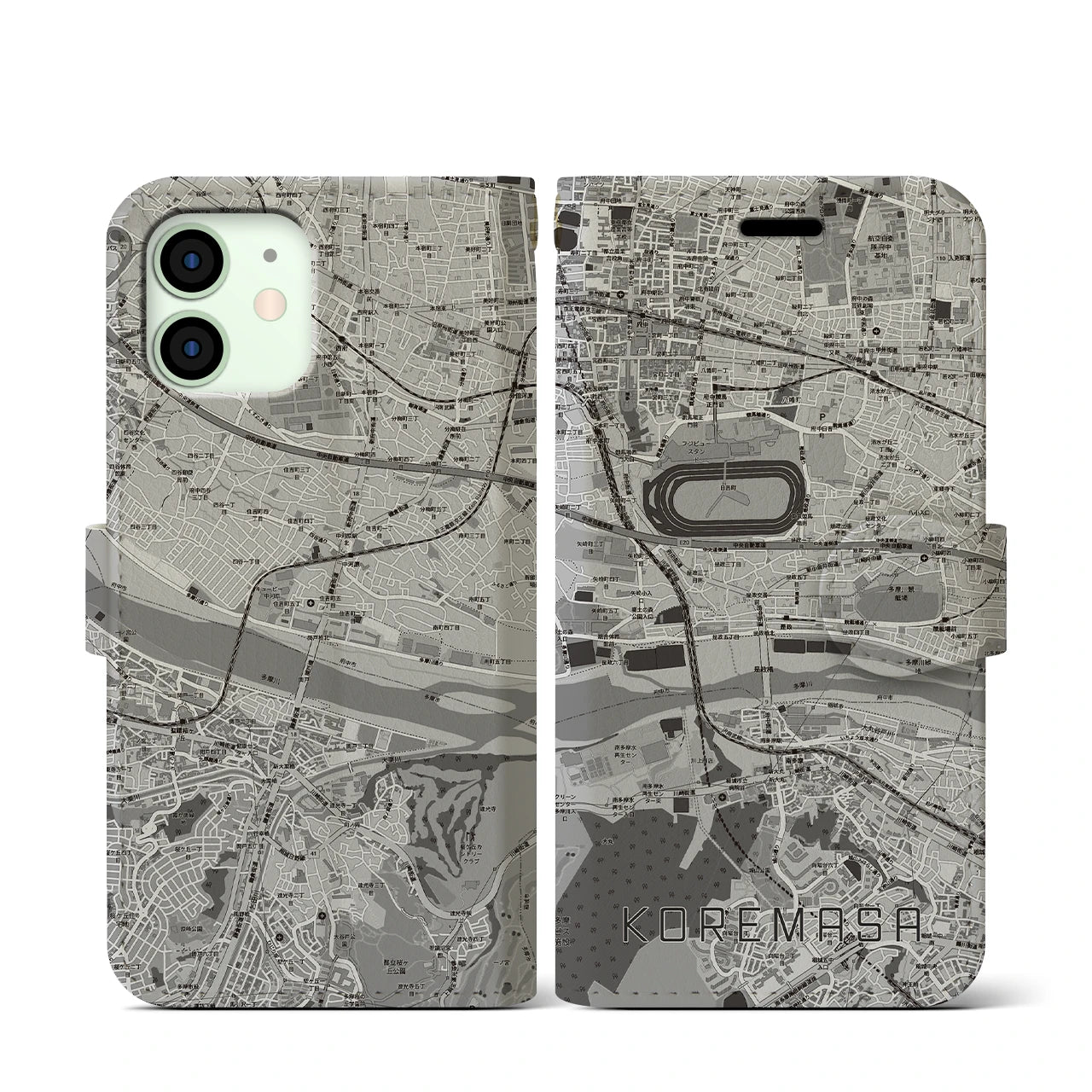 【是政(東京都)】地図柄iPhoneケース(手帳タイプ)