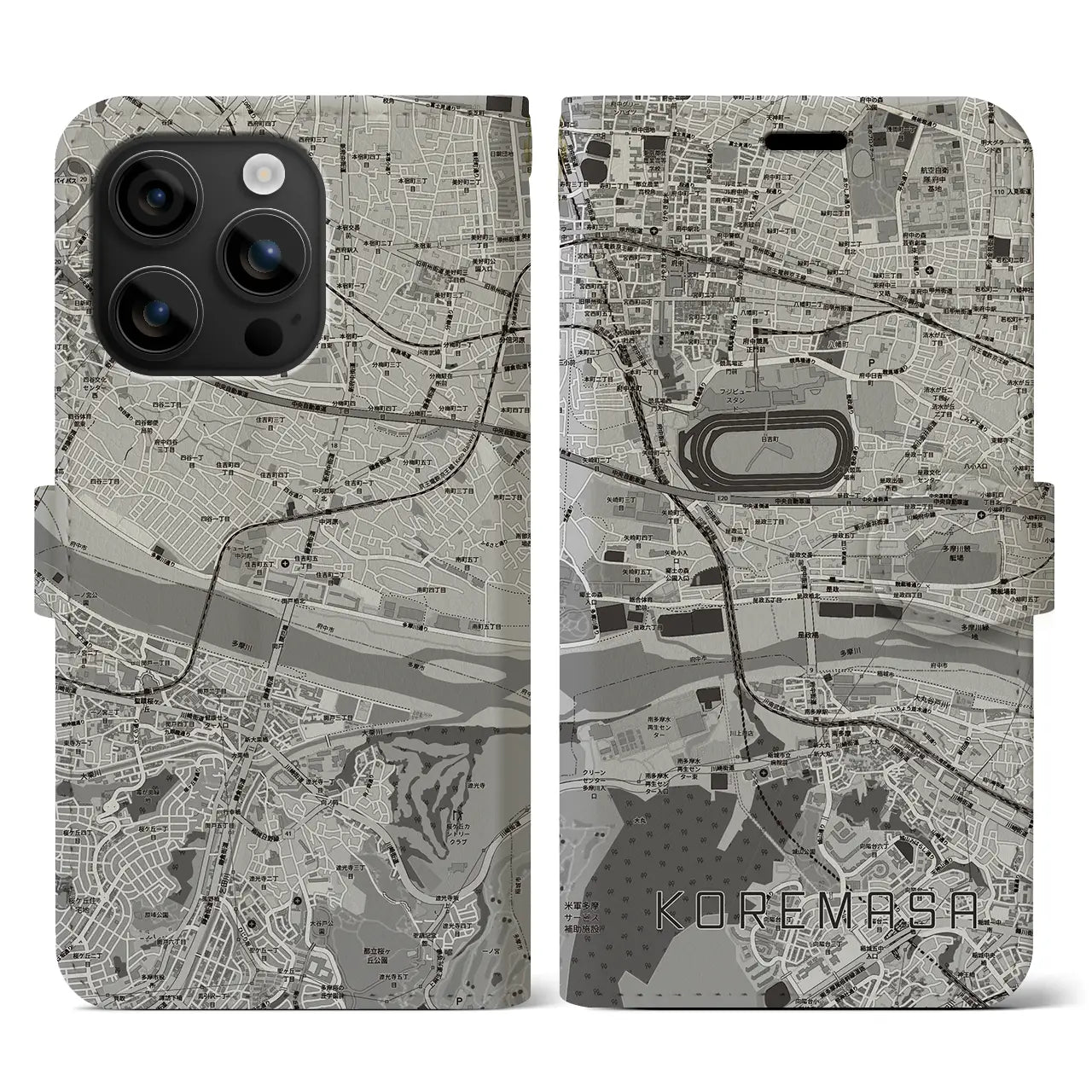 【是政(東京都)】地図柄iPhoneケース(手帳タイプ)