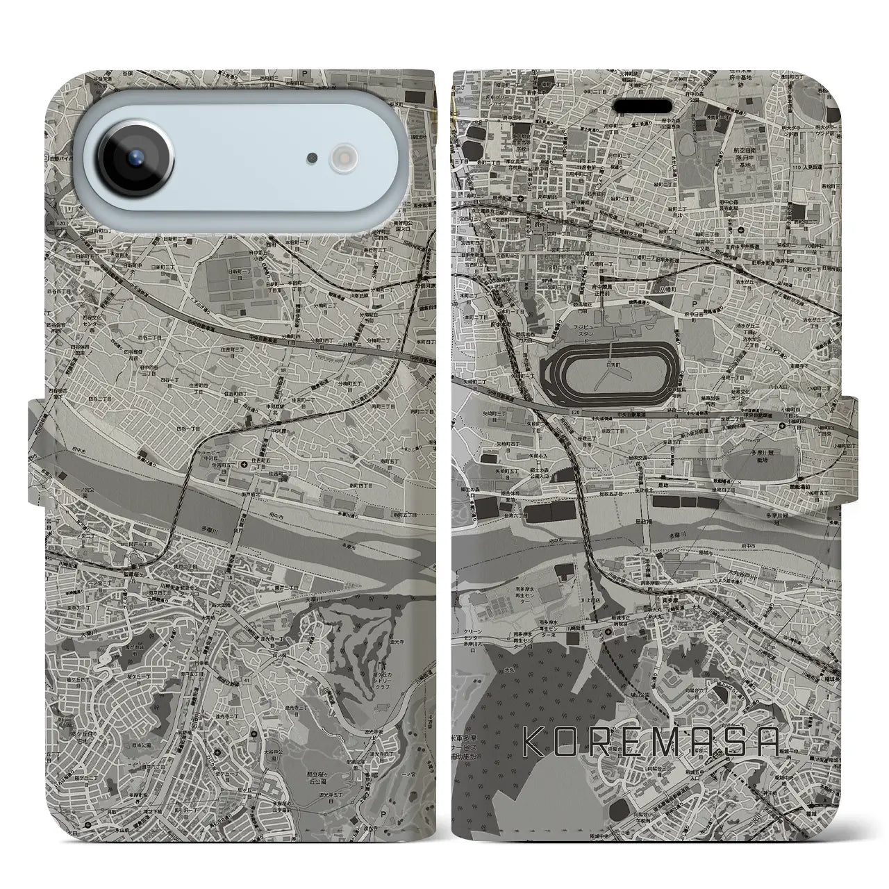 【是政(東京都)】地図柄iPhoneケース(手帳タイプ)