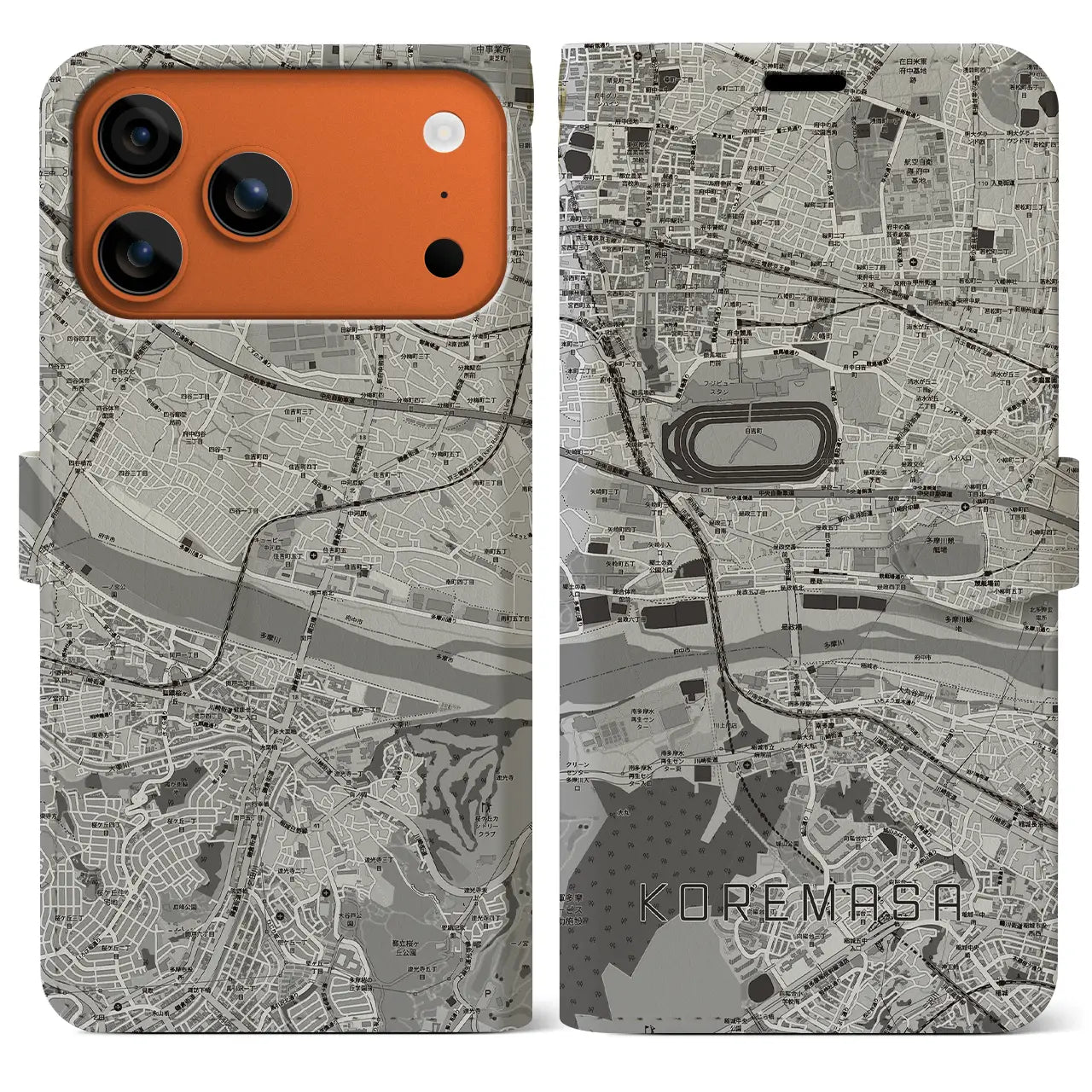 【是政(東京都)】地図柄iPhoneケース(手帳タイプ)