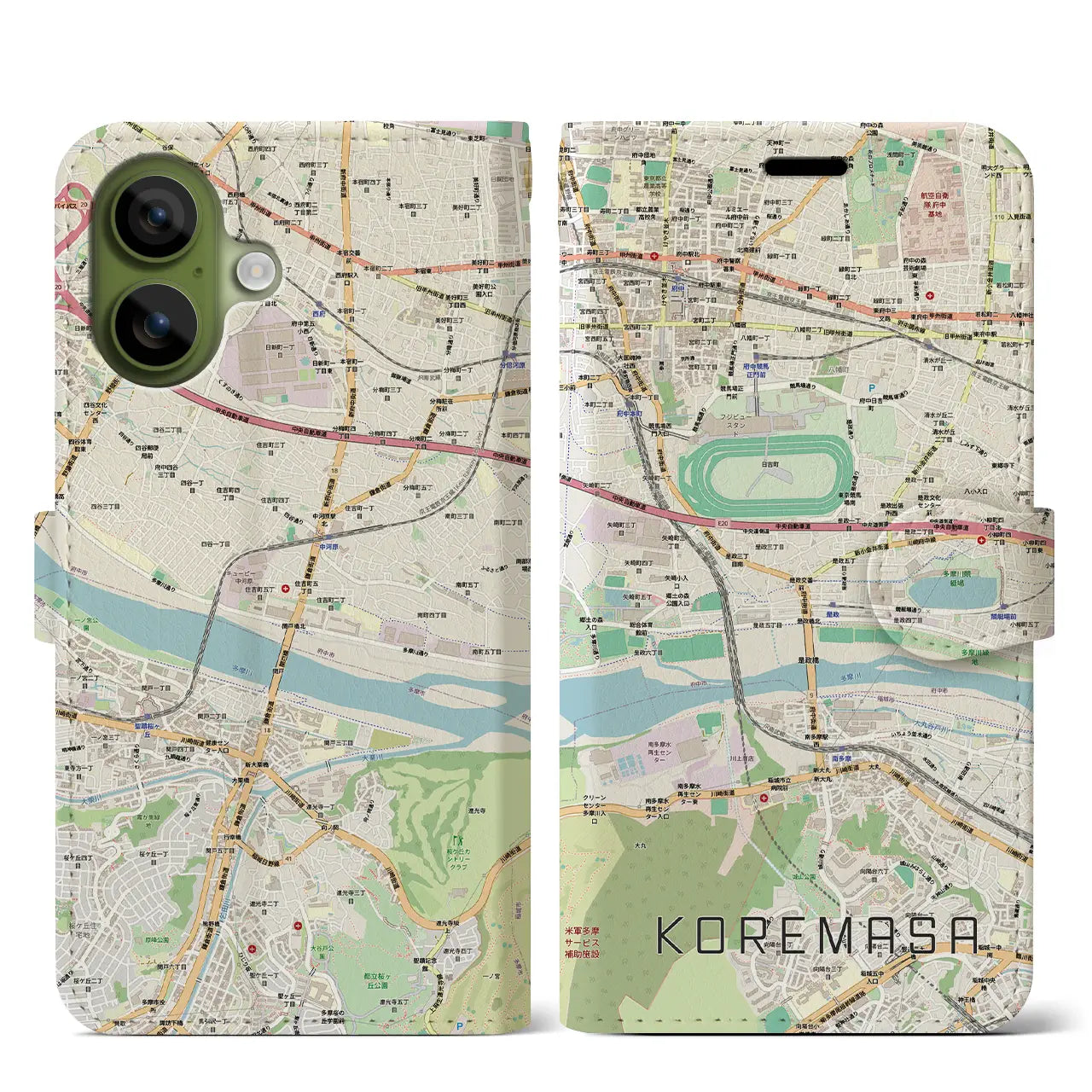 【是政(東京都)】地図柄iPhoneケース(手帳タイプ)
