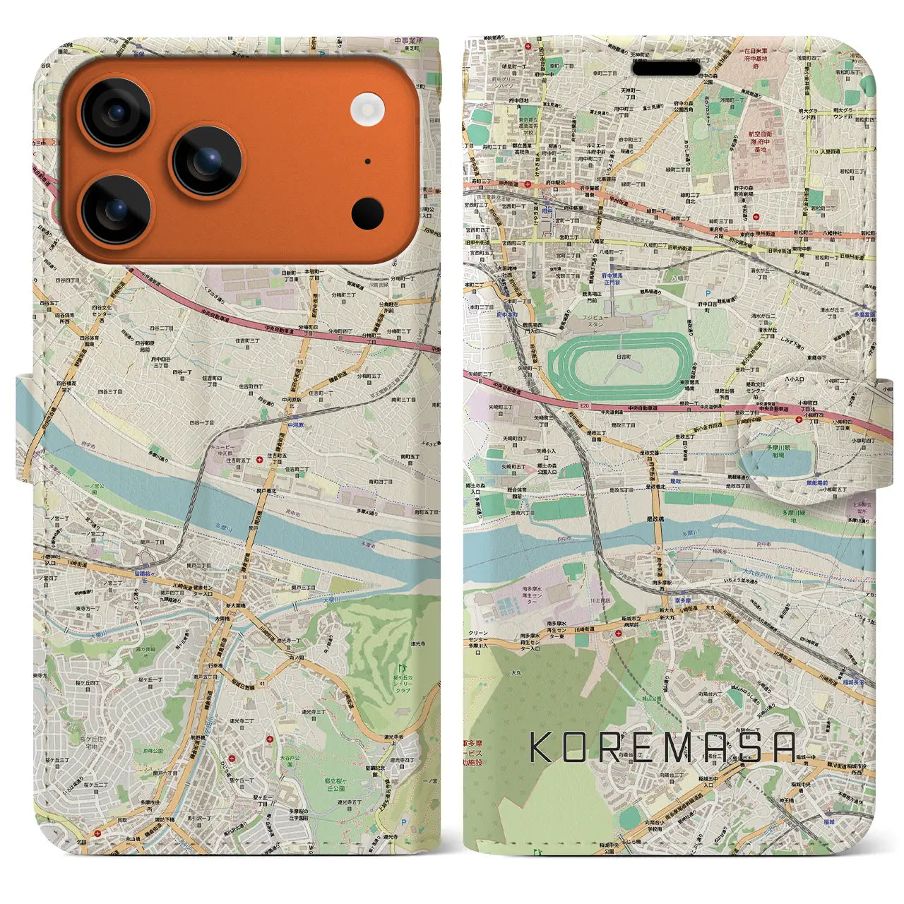 【是政(東京都)】地図柄iPhoneケース(手帳タイプ)ナチュラル・iPhone 17 Pro Max 用