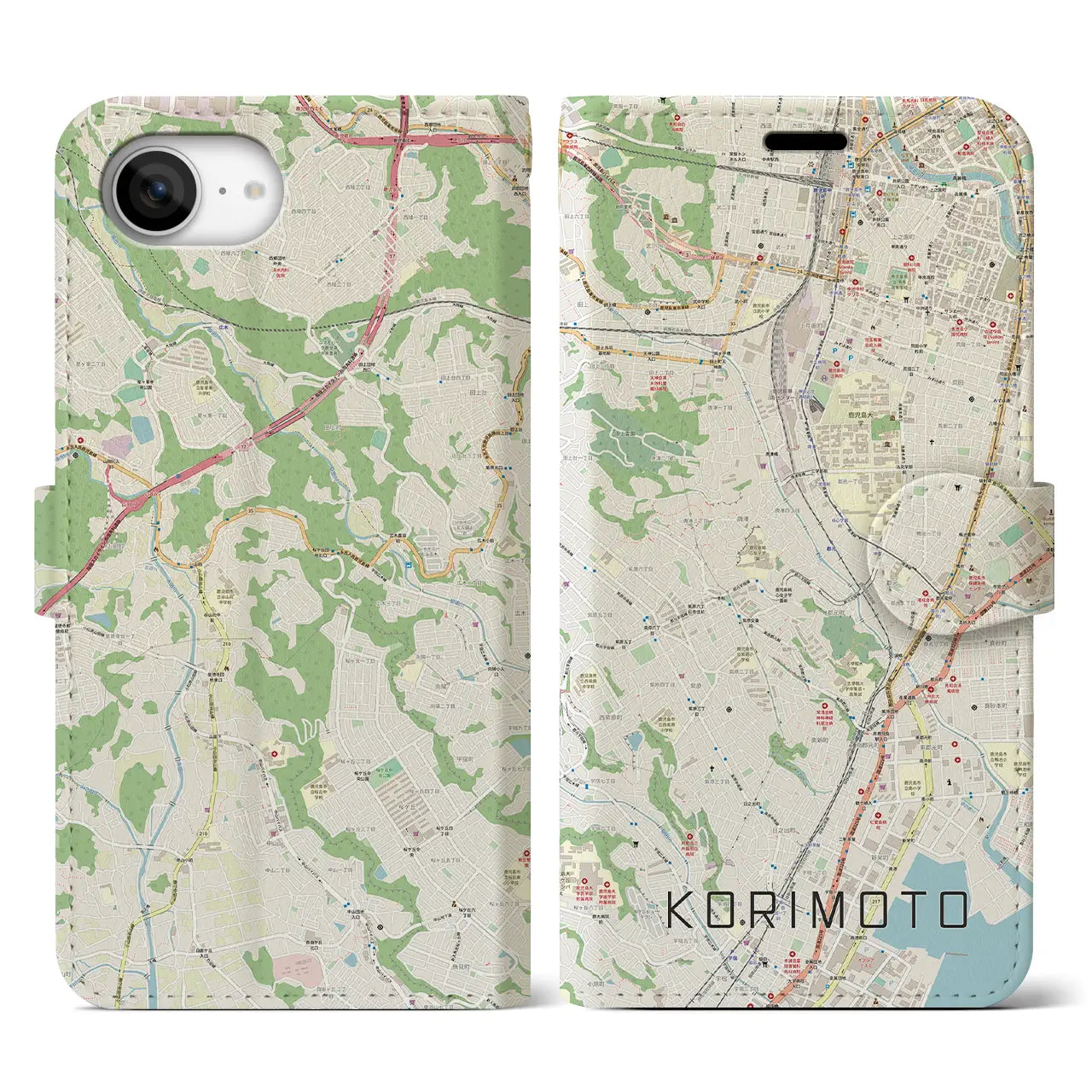 【郡元(鹿児島県)】地図柄iPhoneケース(手帳タイプ)