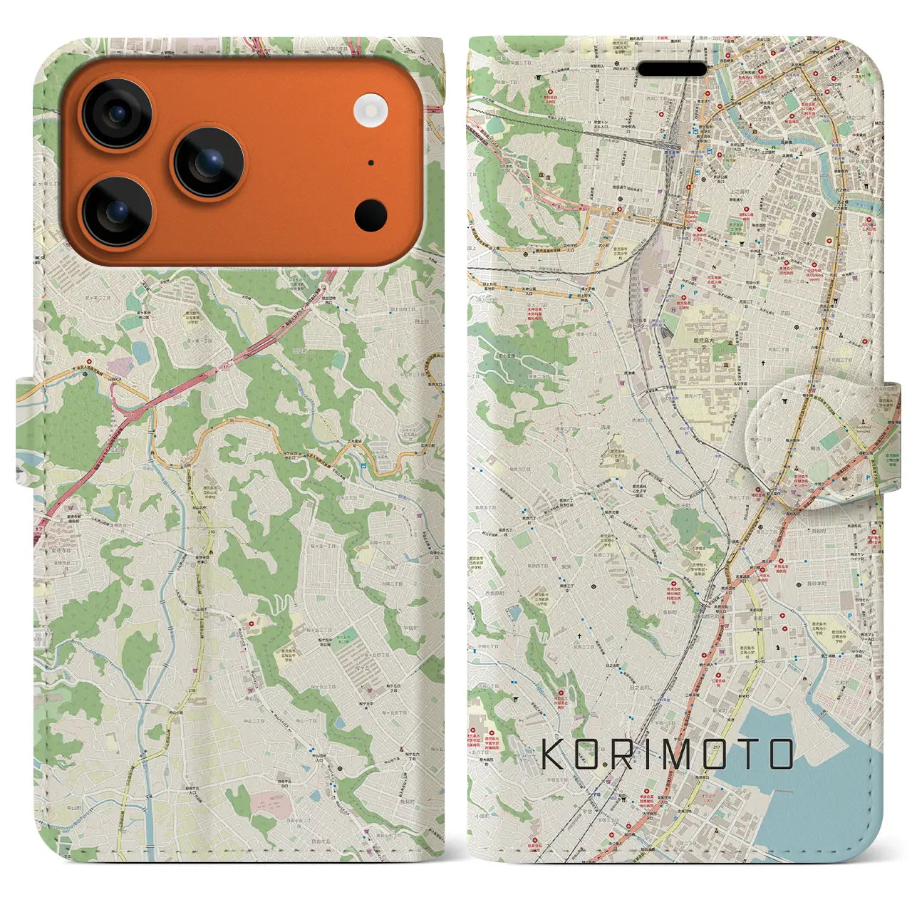 【郡元(鹿児島県)】地図柄iPhoneケース(手帳タイプ)