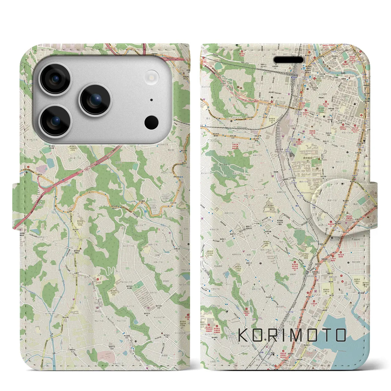 【郡元(鹿児島県)】地図柄iPhoneケース(手帳タイプ)