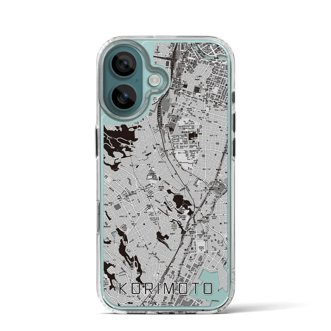 【郡元(鹿児島県)】地図柄iPhoneケース(MagSafeタイプ)モノトーン・iPhone 16 Pro 用