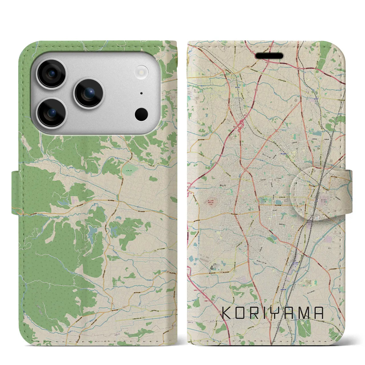 【郡山(福島県)】地図柄iPhoneケース(手帳タイプ)