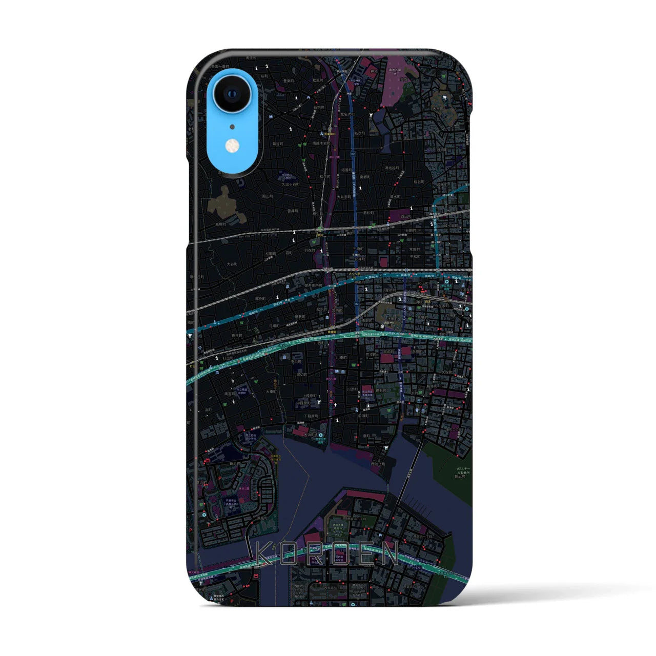 【香櫨園(兵庫県)】地図柄iPhoneケース(バックカバータイプ)